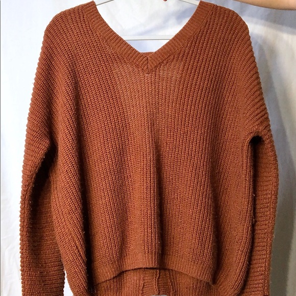 Forever 21 orange/brown open back sweater - Picture 2 of 4